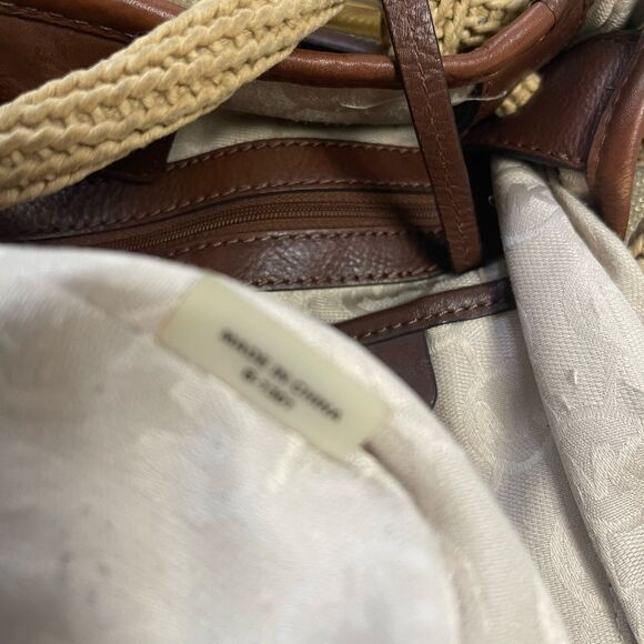 MICHAEL Michael Kors Metallic Khaki /Brown Canvas and Leather Medium Isla Tote - Picture 16 of 16